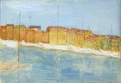 0O729 Ismeretlen festő : Kikötői színek 1970