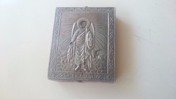 Ikon. Orosz 875 ös (84) ezüst borítású. Szent Mihály arkangyal 