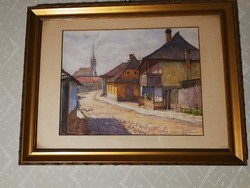 Szopos Sándor (1881-1954): Erdélyi falu (Dés) 1933.