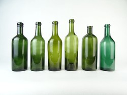 0O905 Régi hat darab zöld üveg sörösüveg 25 cm