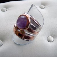 Ametiszt drágaköves gyűrű rózsaarany-ezüst kombinációban