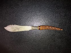 Antik agancs nyelű ezűstözött jezett vaj kenő kés