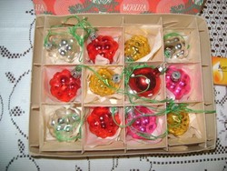 Régi karácsonyfa díszek - 12 darab - eredeti dobozban