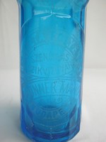 Kék üveg palack szódásüveg Bronner Manó Szénsavas Szikvízgyár Budapest