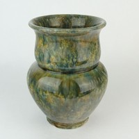 0P106 Régi folyatott mázas art deco kerámia váza