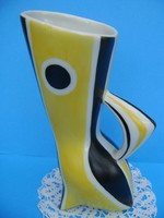 Zsolnay porcelán Art Deco sárga-fekete váza, sajnos hajszálrepedéses