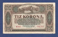 10 Korona 1920 Sorszám közepén ponttal változat