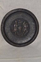 Antikolt bronz fali tányér jelenettel   ( DBZ 0017 )