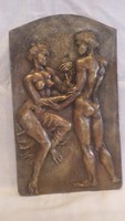 Erotikus jelenet tömör bronz falikép 2,8 Kg 
