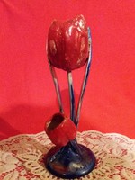 Antik 19.sz. Sikorski Tádé féle Zsolnay Art Deco híres tulipán sor egyik darabja porcelán figura 