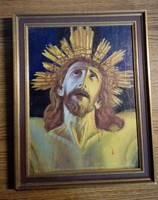 Olaj, kasírozott vászon kép - Jézus