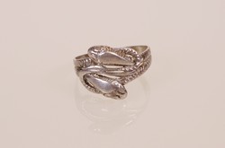 Dupla kígyó motívumos ezüst női gyűrű 