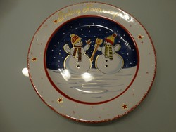 Karácsonyi  kerámia tányér, Pataki kerámia, kézműves darab