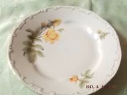 Zsolnay sárga rózsás tányér lapos