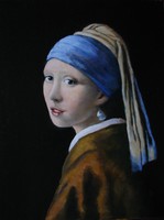 Moona - Lány gyöngyfülbevalóval Vermeer képének MESTERMÁSOLATA