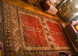 Kézi csomózású, nagy méretű afgán hatchli szőnyeg, Új, 205 x 300 cm, gyapjú.