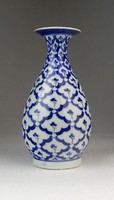 0P767 Jelzett keleti kék-fehér porcelán váza 14 cm
