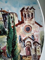 14 sz.vár és katedrális Gorizia(Velence) szignós festménnyel olasz falitál-26x19 cm