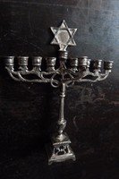 EZÜST ZSIDÓ GYERTYATARTÓ  -  HANUKIA  -  HANUKKIA  -  JUDAIKA