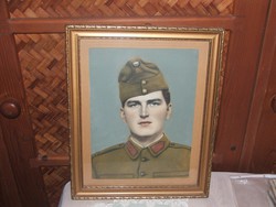 Üvegezett képkeret,katona fotóval