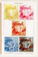 Háromszín nyomtatás, színes nyomat 1903, német nyelvű, eredeti, litográfia, nyomda, lepke, pillangó