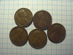1 Cent Usa 1970-es évek !! 5 darab !!