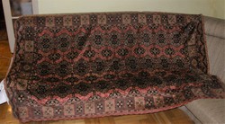 Nagyméretű antik selyem mokett falikárpit / ágytakaró