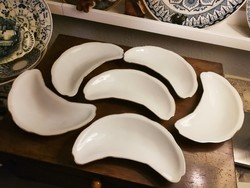 Fehér porcelán csontos tányér, csontos tál 6 db