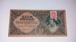 1000 Pengő 1945-ös ,eltolódott hátlapi nyomat  , szép bankjegy !