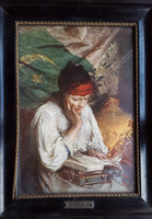 Erdtelt Alois(1851-1911) : Az olvasó nő cimű keretezett nyomat az1900-as évekböl, mérete:29cmX19,5cm