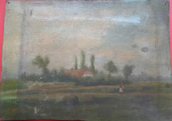 Oystrovsky's Sage Seged, 1818.Jan.12-Budapest, 1899.Pr.22 .: Farm with a man, size: 25cmx35cm