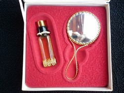 Vintage francia parfüm tűzaranyozott tükörrel