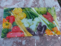 Üvegtálca zöldségekkel 39x22 cm-ajándékba is
