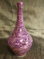 Hollóházi porcelán váza fémes, irizáló mázzal 26 cm