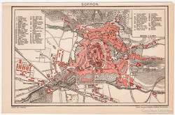 Sopron térkép 1898, Pallas nyomat, antik, eredeti