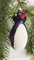 Régi üveg karácsonyfadísz lila pingvin