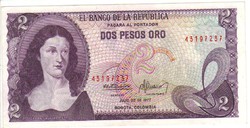 2 pesos 1977 Kolumbia UNC