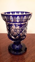 ólom kristály kék pohár váza