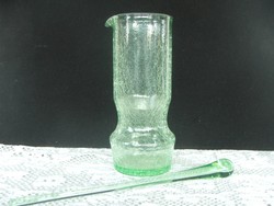 Uránzöld fátyolüveg italkeverő,üvegpálcával