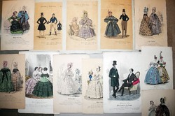 Kézzel színezett divatlapok 1836-1848 12 darab 