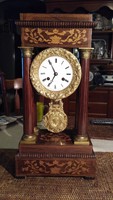 Gyönyörű Empir 19. századi intarziás Francia felesütős óra felújítva