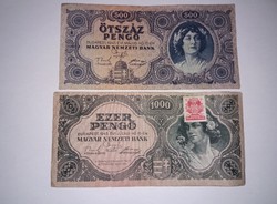 500 és 1000 Pengő 1945-ös , szép bankjegyek !