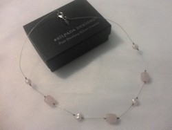 Silver necklace (necklace) with rose quarz