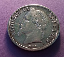 Nagyon szép francia ezüst 2 frank 1869 A. 10 g. Ritkább.