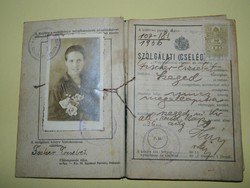 1936 Szeged Fischer Erzsébet Szolgálati Cselédkönyv
