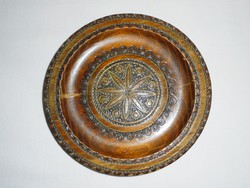 Fa fali tányér dísztányér - réz berakás díszítés - 17.7 cm átmérő