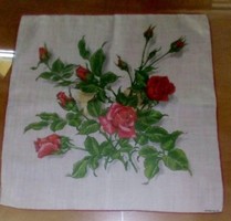 Gyönyörű KREIER tiszta selyem, kézi festésű, kis kendő 34 x 34 cm