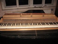 Zongora billentyűzet, régi, fa, elefántcsont 