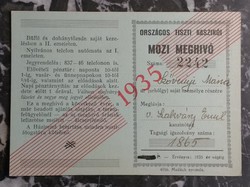 Mozi meghívó - 1935 - Meghívó: Vitéz Szakváry Emil kaszinótag