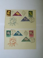 1958 Virágok (III.) teljes sor F.D.C. alkalmi bélyegzett boríték